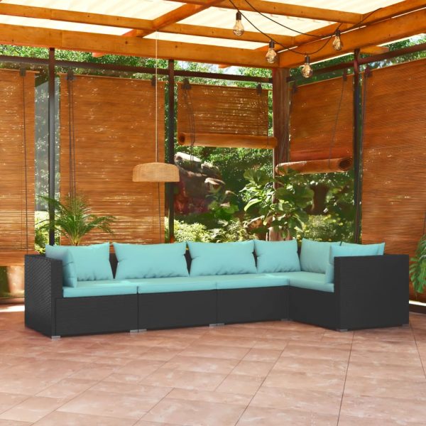 5-Delige Loungeset Met Kussens Poly Rattan - Afbeelding 9