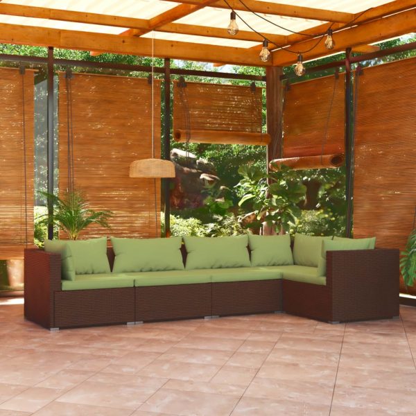 5-Delige Loungeset Met Kussens Poly Rattan - Afbeelding 12