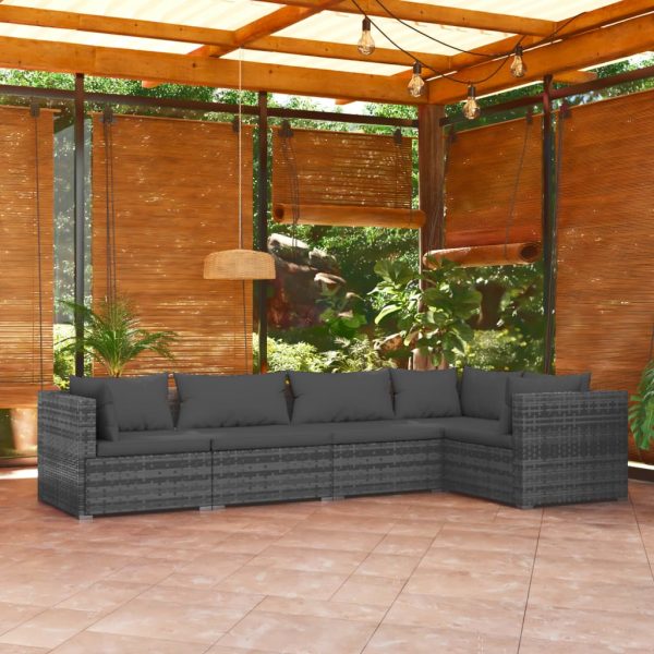 5-Delige Loungeset Met Kussens Poly Rattan - Afbeelding 13