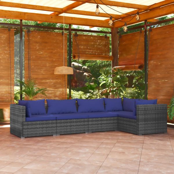 5-Delige Loungeset Met Kussens Poly Rattan - Afbeelding 14