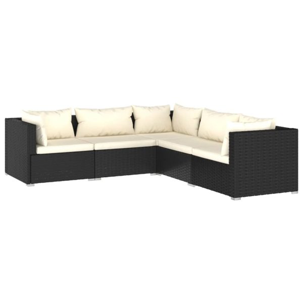 5-Delige Loungeset Met Kussens Poly Rattan - Afbeelding 2