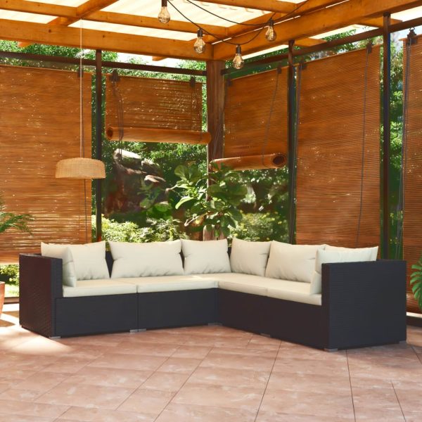 5-Delige Loungeset Met Kussens Poly Rattan