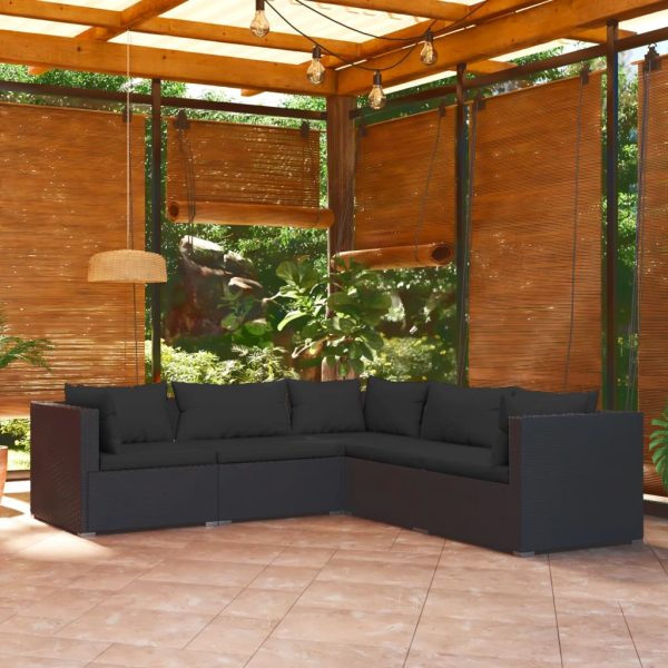 5-Delige Loungeset Met Kussens Poly Rattan - Afbeelding 8