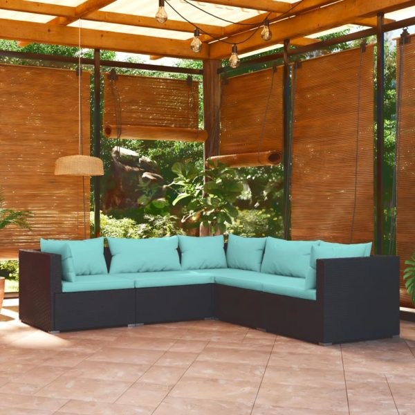 5-Delige Loungeset Met Kussens Poly Rattan - Afbeelding 9