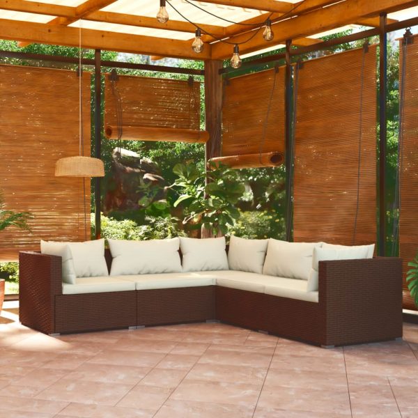 5-Delige Loungeset Met Kussens Poly Rattan - Afbeelding 10