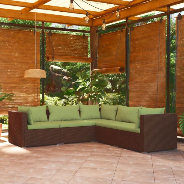 5-Delige Loungeset Met Kussens Poly Rattan - Afbeelding 12