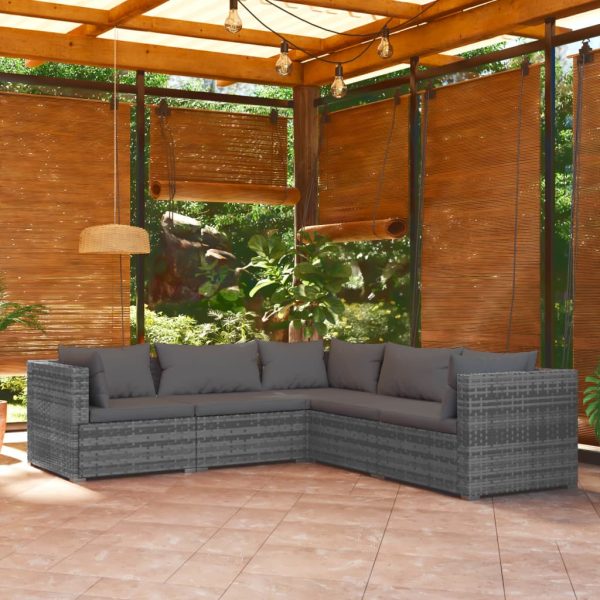 5-Delige Loungeset Met Kussens Poly Rattan - Afbeelding 13