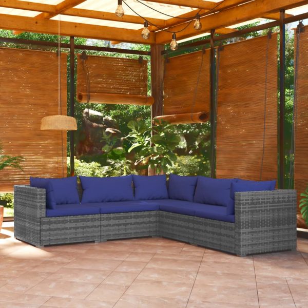 5-Delige Loungeset Met Kussens Poly Rattan - Afbeelding 14