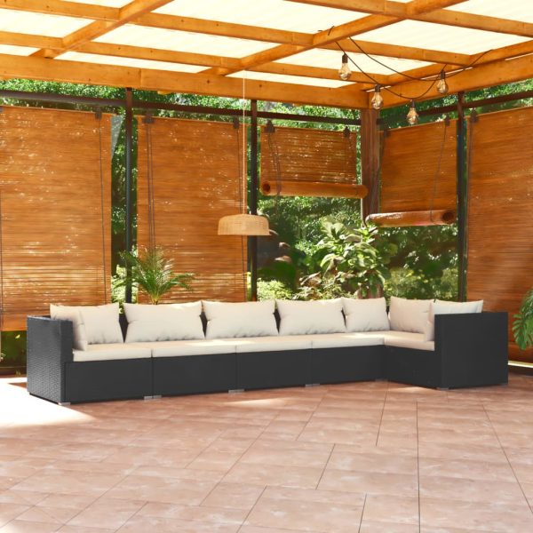 6-Delige Loungeset Met Kussens Poly Rattan - Afbeelding 8