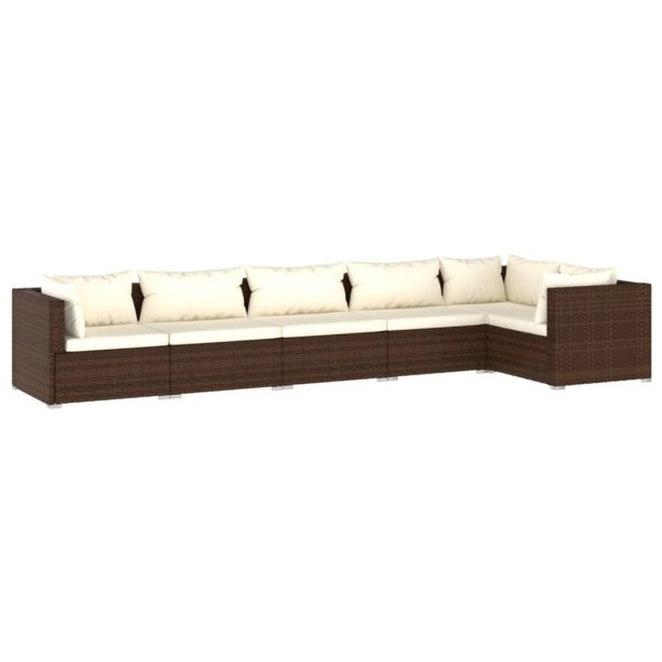 6-Delige Loungeset Met Kussens Poly Rattan - Afbeelding 2