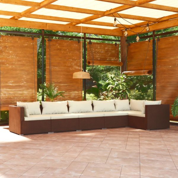 6-Delige Loungeset Met Kussens Poly Rattan