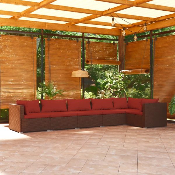 6-Delige Loungeset Met Kussens Poly Rattan - Afbeelding 9