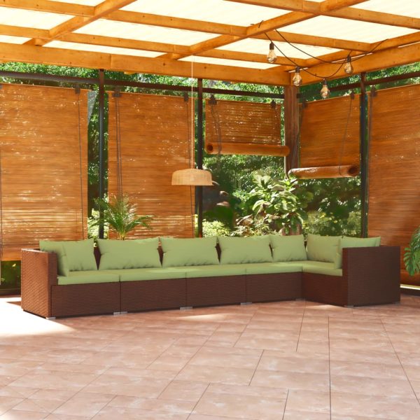 6-Delige Loungeset Met Kussens Poly Rattan - Afbeelding 10