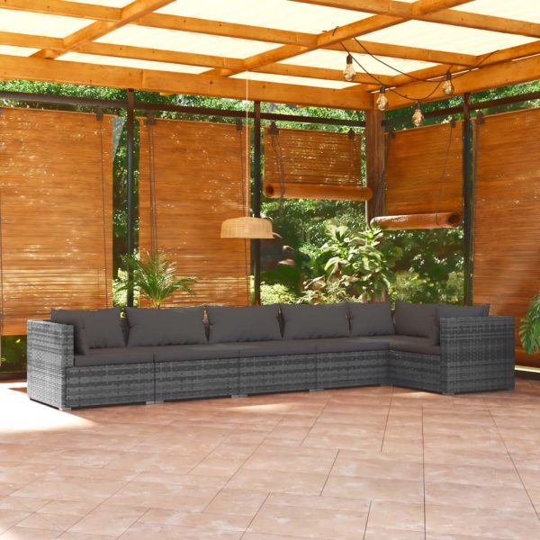 6-Delige Loungeset Met Kussens Poly Rattan - Afbeelding 11