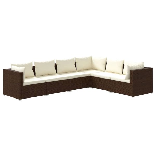 6-Delige Loungeset Met Kussens Poly Rattan - Afbeelding 2