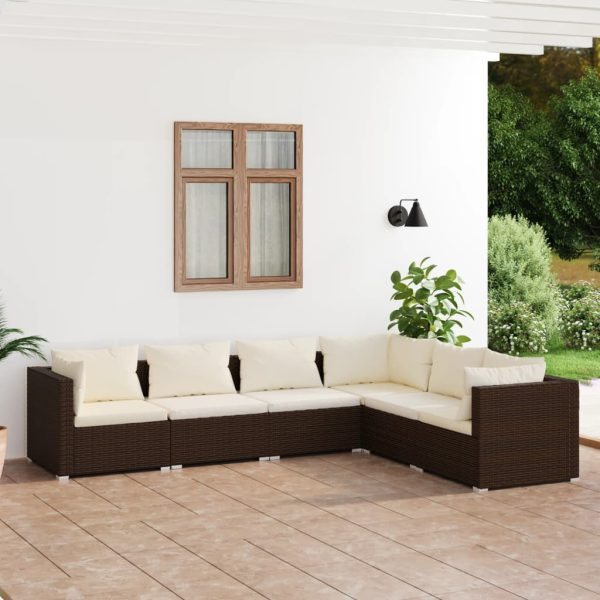 6-Delige Loungeset Met Kussens Poly Rattan