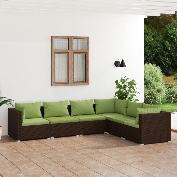 6-Delige Loungeset Met Kussens Poly Rattan - Afbeelding 10