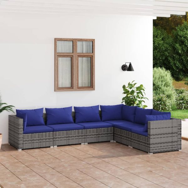 6-Delige Loungeset Met Kussens Poly Rattan - Afbeelding 12