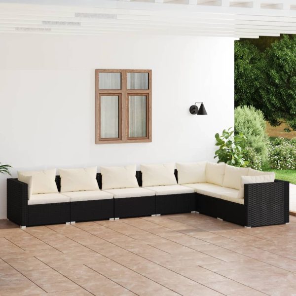 7-Delige Loungeset Met Kussens Poly Rattan - Afbeelding 8