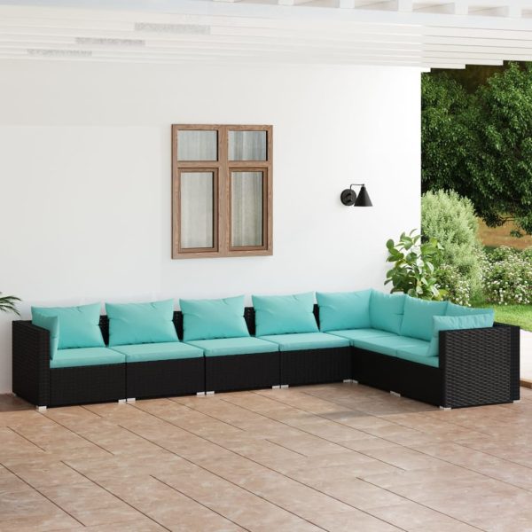 7-Delige Loungeset Met Kussens Poly Rattan - Afbeelding 9