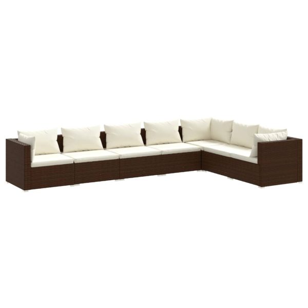 7-Delige Loungeset Met Kussens Poly Rattan - Afbeelding 2