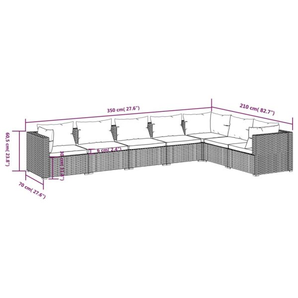 7-Delige Loungeset Met Kussens Poly Rattan - Afbeelding 5