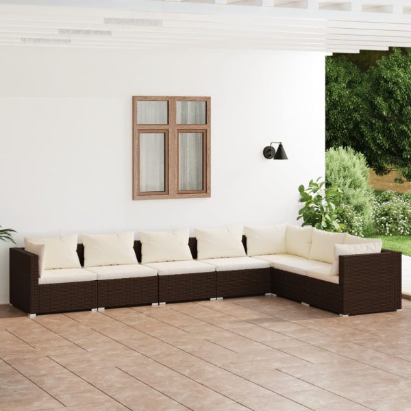 7-Delige Loungeset Met Kussens Poly Rattan