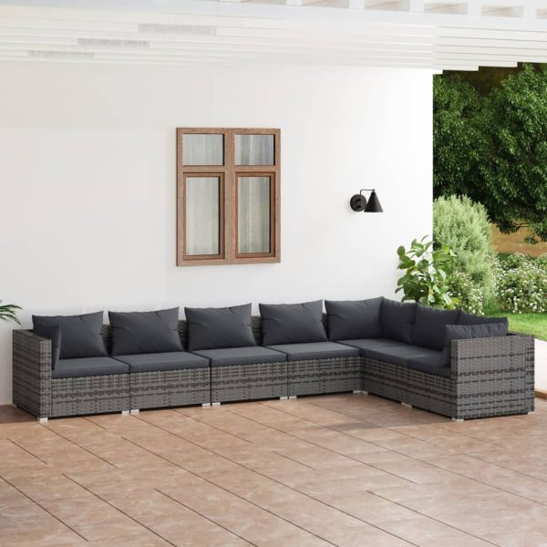 7-Delige Loungeset Met Kussens Poly Rattan - Afbeelding 10