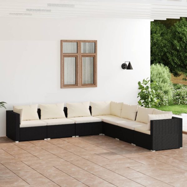 7-Delige Loungeset Met Kussens Poly Rattan - Afbeelding 8