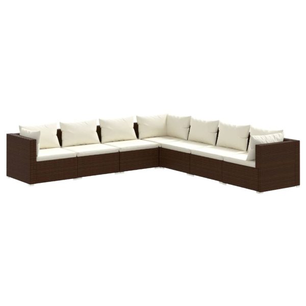 7-Delige Loungeset Met Kussens Poly Rattan - Afbeelding 2