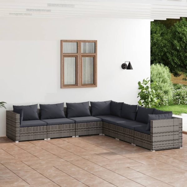 7-Delige Loungeset Met Kussens Poly Rattan - Afbeelding 10