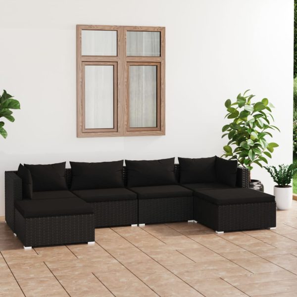 6-Delige Loungeset Met Kussens Poly Rattan - Afbeelding 13