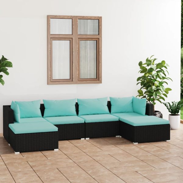 6-Delige Loungeset Met Kussens Poly Rattan - Afbeelding 14