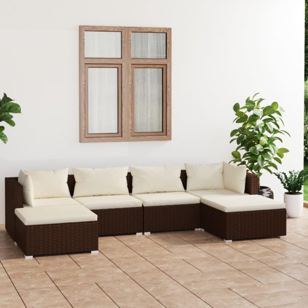 6-Delige Loungeset Met Kussens Poly Rattan - Afbeelding 15