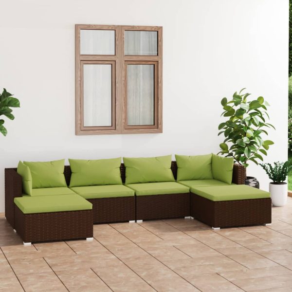 6-Delige Loungeset Met Kussens Poly Rattan - Afbeelding 16