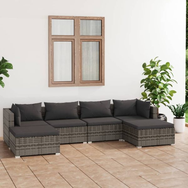 6-Delige Loungeset Met Kussens Poly Rattan - Afbeelding 17