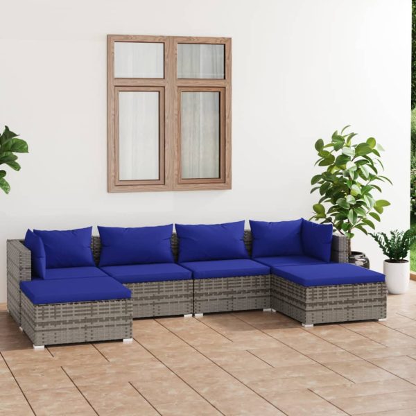 6-Delige Loungeset Met Kussens Poly Rattan - Afbeelding 18