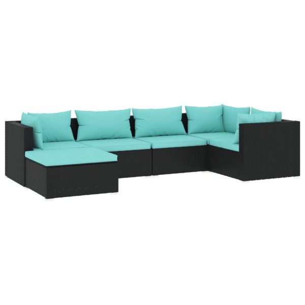 6-Delige Loungeset Met Kussens Poly Rattan - Afbeelding 2