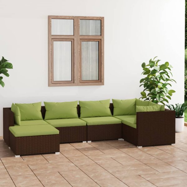 6-Delige Loungeset Met Kussens Poly Rattan - Afbeelding 14