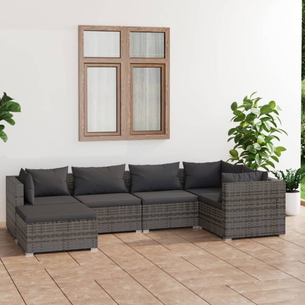 6-Delige Loungeset Met Kussens Poly Rattan - Afbeelding 15