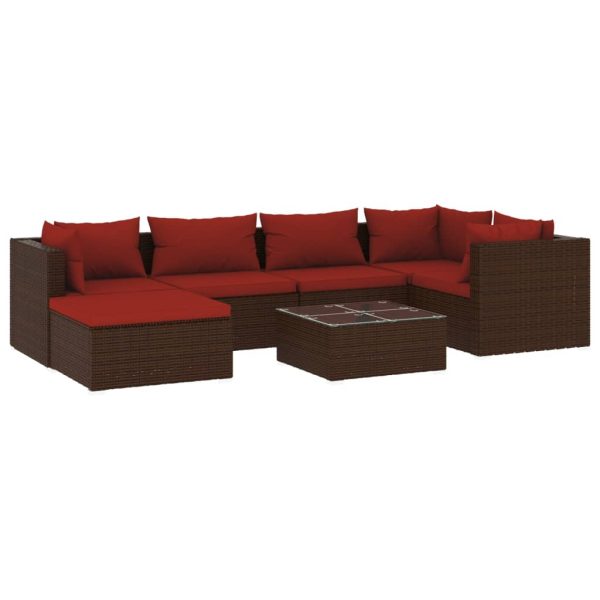 7-Delige Loungeset Met Kussens Poly Rattan - Afbeelding 2