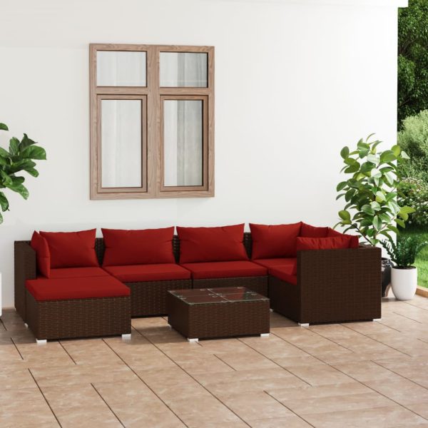 7-Delige Loungeset Met Kussens Poly Rattan