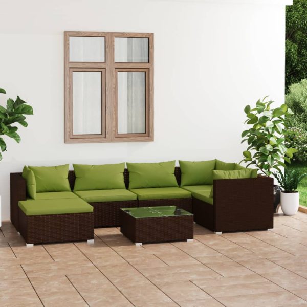 7-Delige Loungeset Met Kussens Poly Rattan - Afbeelding 13