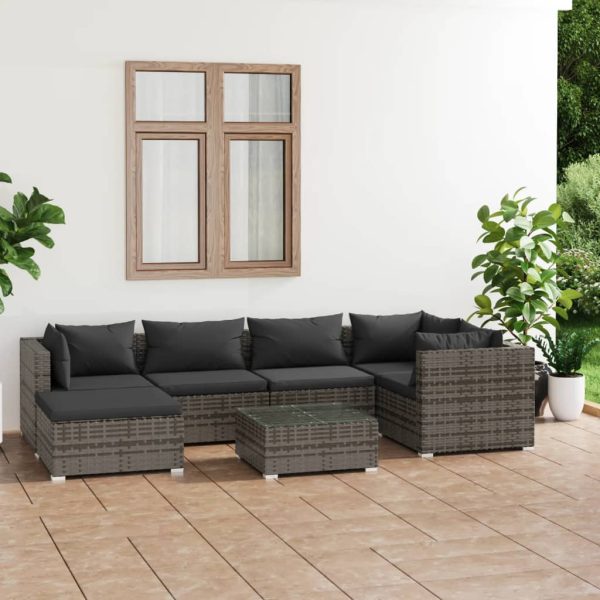 7-Delige Loungeset Met Kussens Poly Rattan - Afbeelding 14