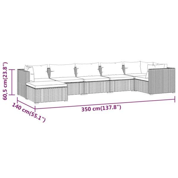 7-Delige Loungeset Met Kussens Poly Rattan - Afbeelding 9