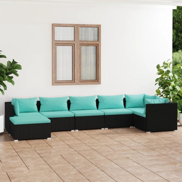 7-Delige Loungeset Met Kussens Poly Rattan