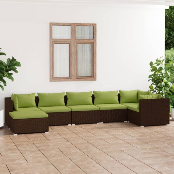 7-Delige Loungeset Met Kussens Poly Rattan - Afbeelding 13