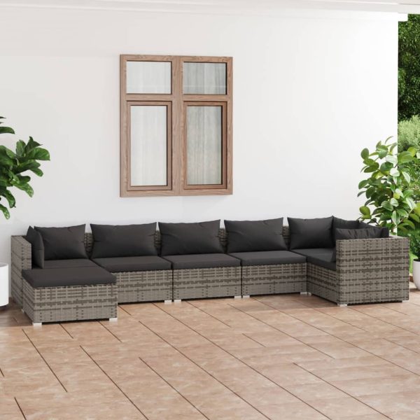 7-Delige Loungeset Met Kussens Poly Rattan - Afbeelding 14