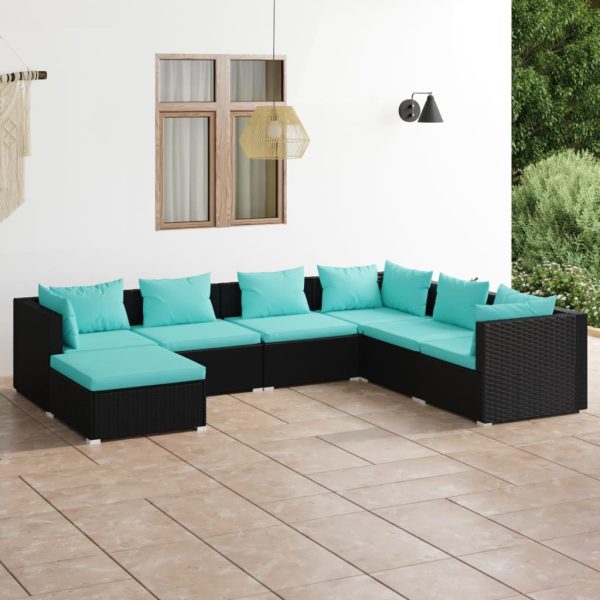 7-Delige Loungeset Met Kussens Poly Rattan