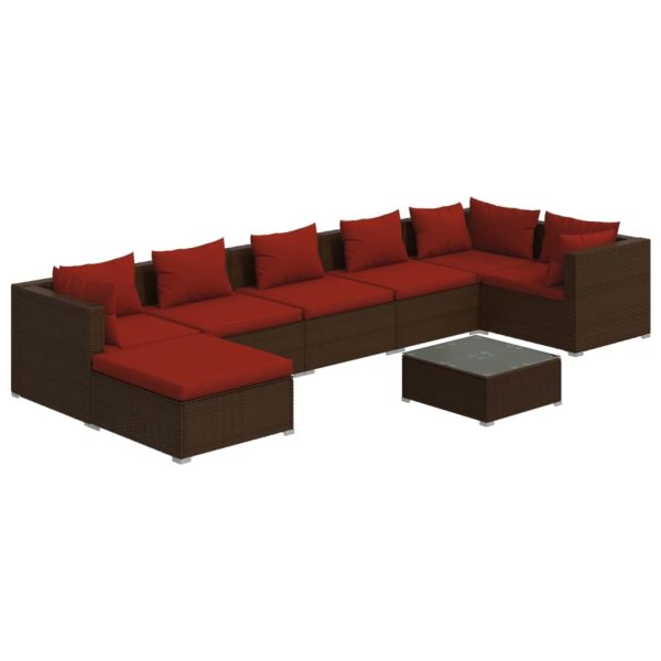 8-Delige Loungeset Met Kussens Poly Rattan - Afbeelding 2